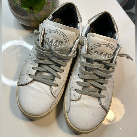 P448 JOHN LOW TOP WHITE SNEAKERS 36 - Picture 1 of 5